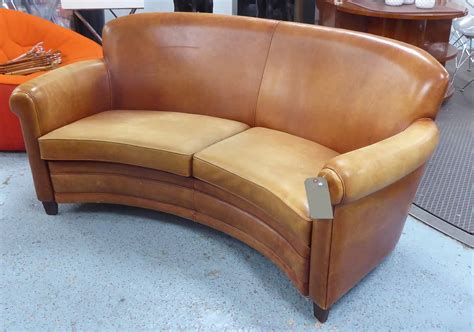 Sofa Curved Form In Tanned Leather 150cm W