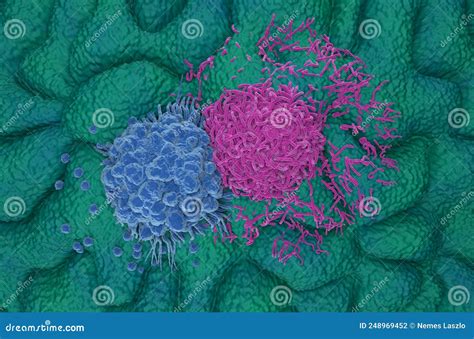 Gastric Stomach Cancer Cells Top View 3d Illustration Stock