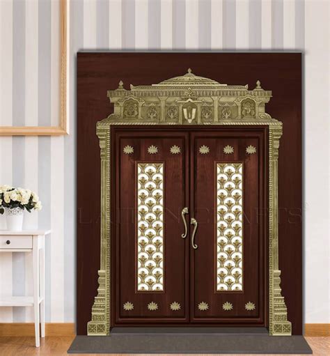 Pooja Room Door Designs With Brass Embellishments