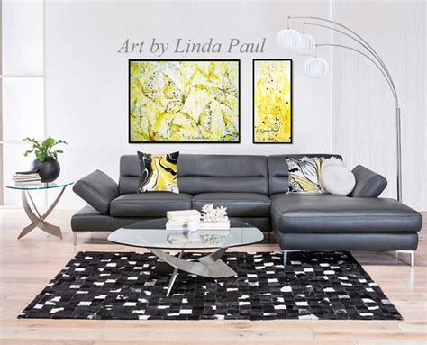 Yellow And Grey Living Room With Matching Yellow Wall