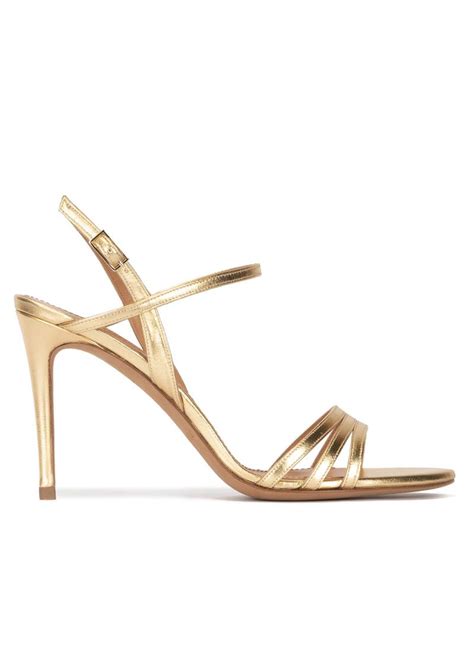 pura lopez quillet strappy high heeled sandals made from gold metallic leather in 2020 high