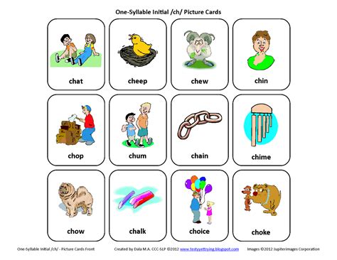 Maybe you would like to learn more about one of these? Testy yet trying: Initial CH: Free Speech Therapy Articulation Picture Cards