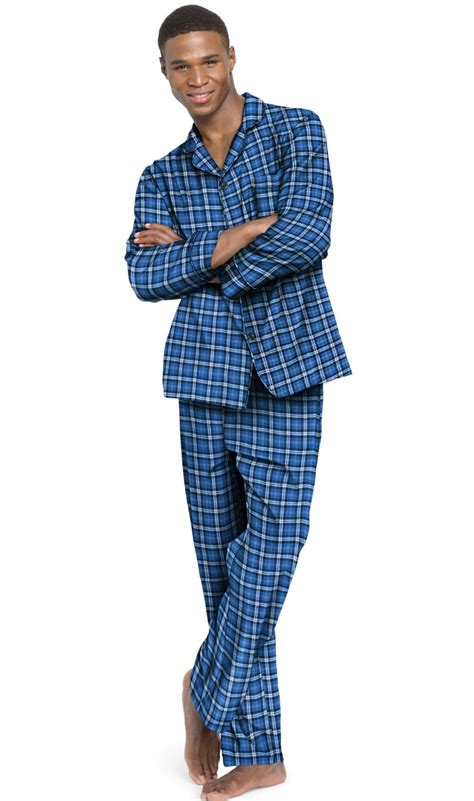 Hanes Hanes Men`s Flannel Pajamas 01400140x Xl Navyblue Plaid