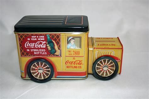 Vintage Coca Cola Collectors Tin Yellow Delivery Truck Coke