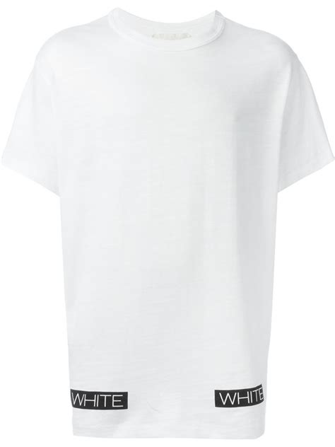 Lyst Off White Co Virgil Abloh Striped Logo Print T Shirt In White