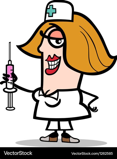 Nurse With Syringe Cartoon Royalty Free Vector Image