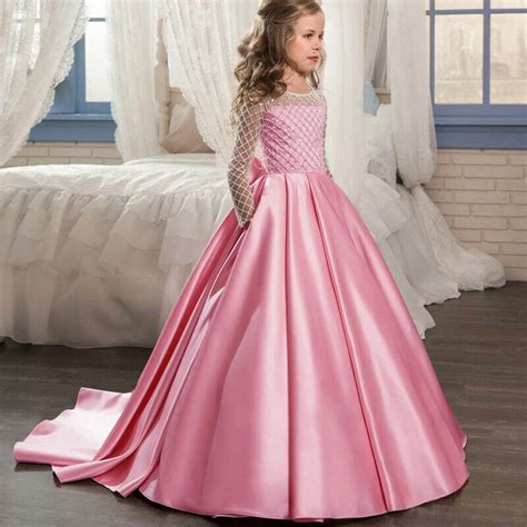 Pink Satin Flower Girl Dress Up To Age 12 Years Satin Flower Girl