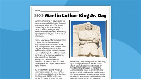 Free Martin Luther King Jr Worksheets New York Digital News