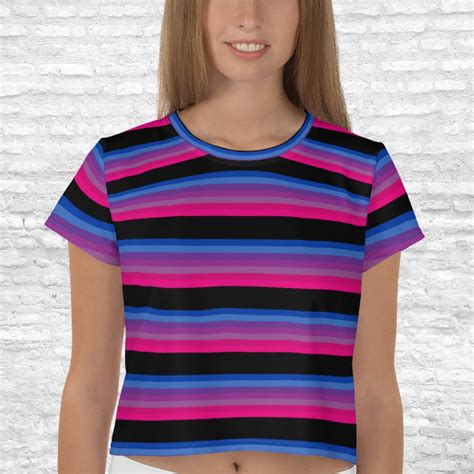 Bi Pride Striped Crop Top Shirt Bisexual Pride Plus Crop Top Etsy