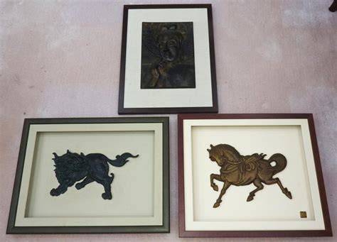 Lot The Framed Bronze Chinese Wall Plaques