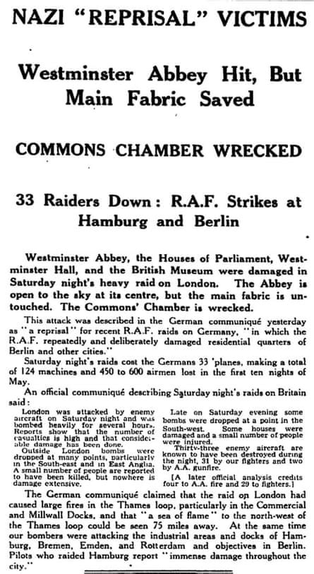 12 May 1941 German Planes Hit Westminster Abbey Newspapers The