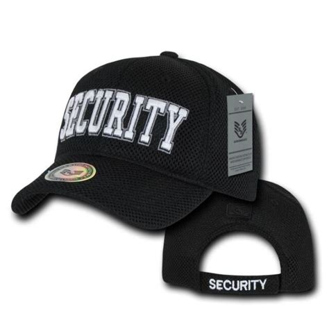 Black Security Guard Officer Embroidered Baseball Mesh Ball Cap Hat