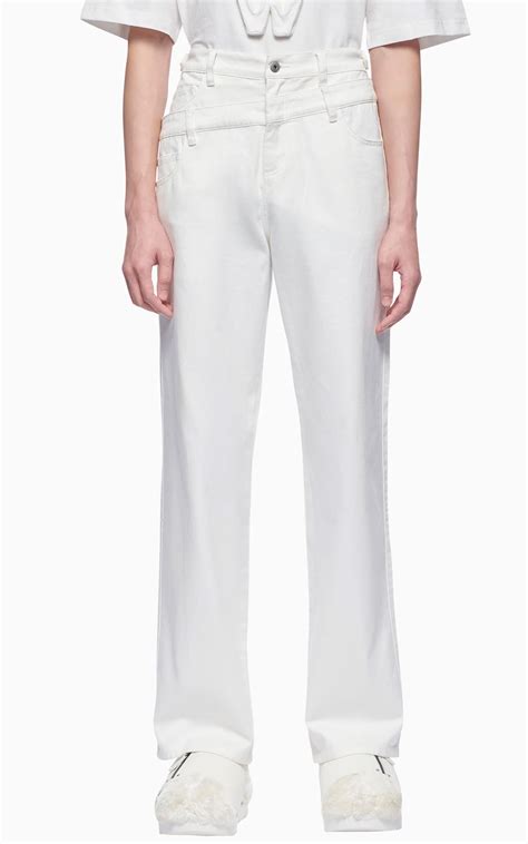 Feng Chen Wang Double Waistband Jeans White Cultizm