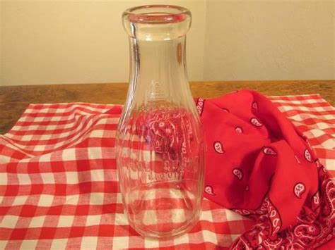 One Quart Milk Bottle Vintage Ribbed Glass Jar Thatcher Etsy Glass