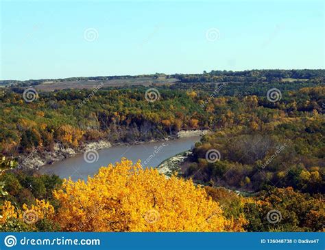 Autumn Colours Overlooking The Assiniboine River Valley Stock Photo