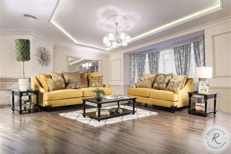 Viscontti Gold Living Room Set From Furniture Of America Sm2201 Sf