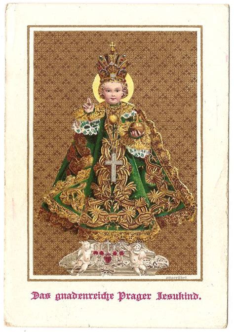 Holy Infant Of Prague Antique German Goldprint Holy Prayer Card