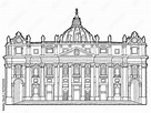 St. Peter's Basilica, Vatican City, Italy: Vector Illustration Hand ...