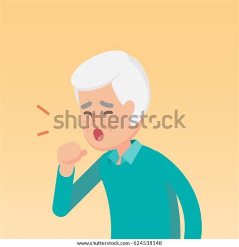 Senior Man Coughing Sickness Allergy Concept Stock Vector Royalty Free