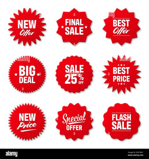 Realistic Red Price Tags Collection Special Offer Or Shopping Discount