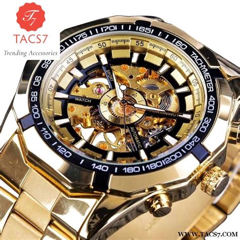 Tacs7 Luxury Golden Mens Mechanical Skeleton Watch Skeleton Watch Mens