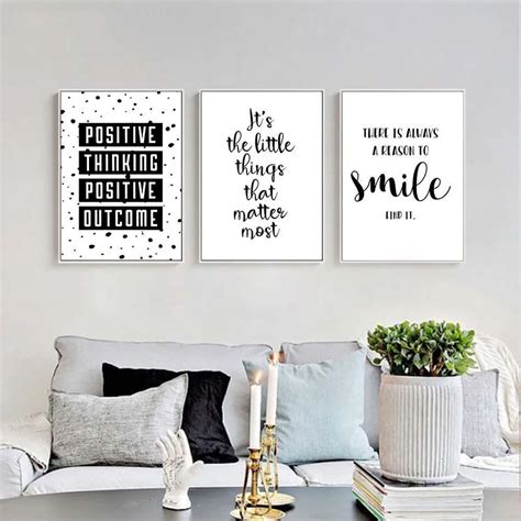 Black White Inspirational Quote Positive Smile Canvas Painting Nursery