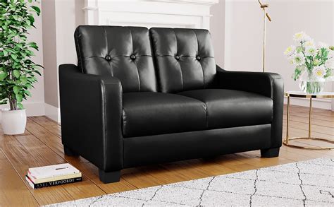 Belmont Black Leather 2 Seater Sofa Furniture Choice