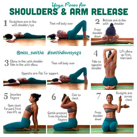 Yoga Poses For Shoulders And Arm Release Miss Sunitha Sunithalovesyoga Yogastretching Easy