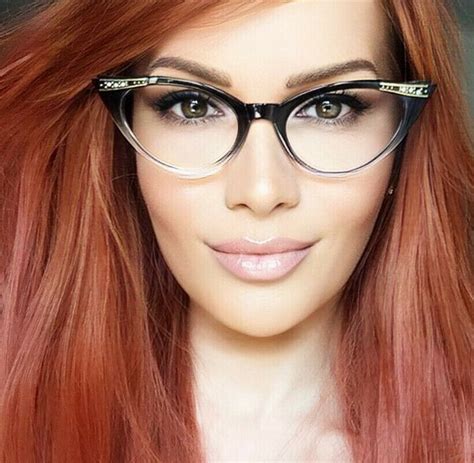 Sexy Cat Eye Black Gradient Clear Pinup Crystals Fashion Eyeglasses