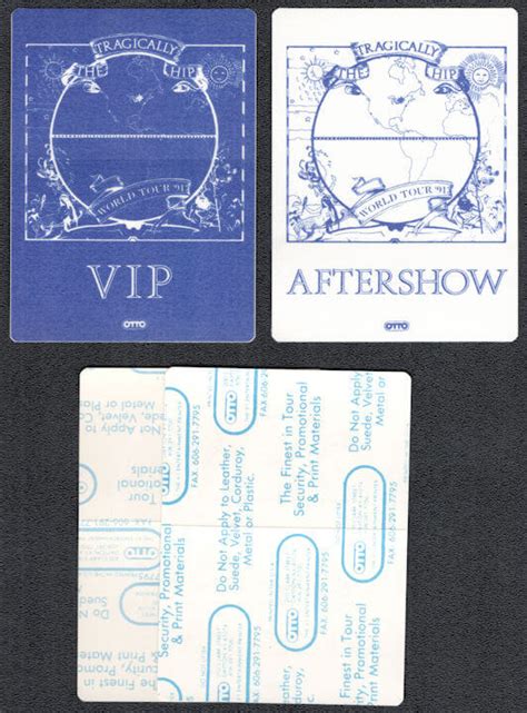 Pair Of The Tragically Hip Otto Cloth Backstage Vip And Aftershow Passes From The Road Apples