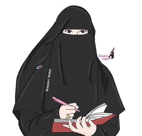 24 Gambar Animasi Wanita Hijab Bercadar