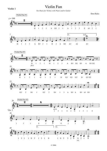 14 Easy Duets For Violin Free Music Sheet