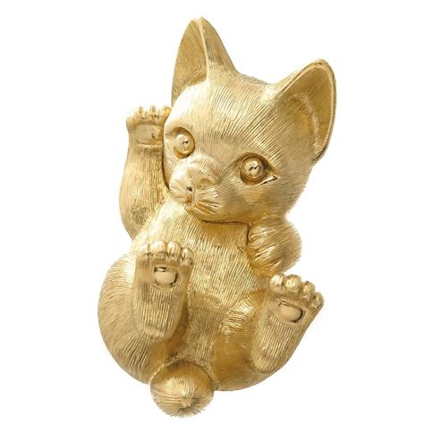 Henry Dunay Gold Pussy Cat Brooch For Sale At 1stdibs