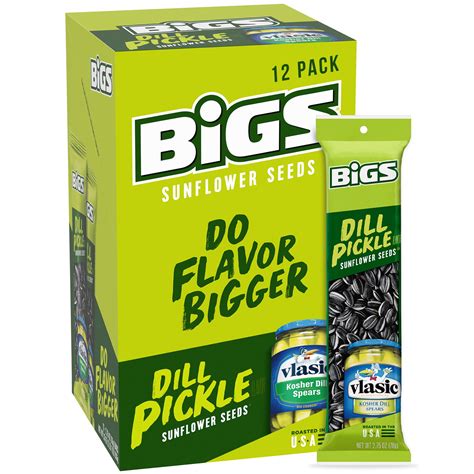 Bigs Vlasic Dill Pickle Sunflower Seeds 275 Oz 12 Pack