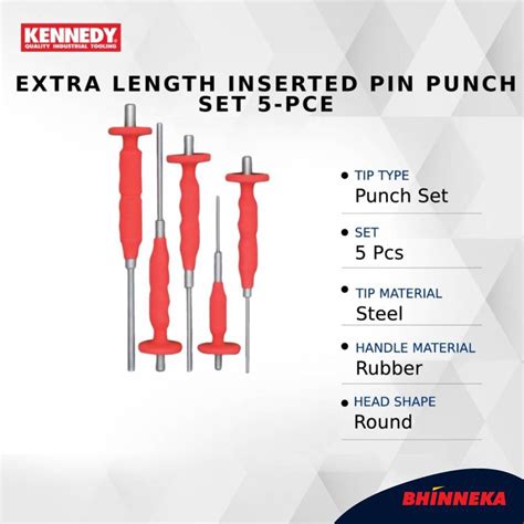 Kennedy Extra Length Inserted Pin Punch Set 5 Pce