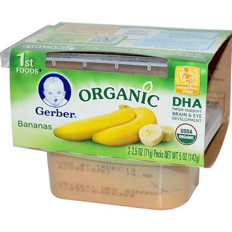 Gerber 1st Foods Organic Bananas 2 Pack 25 Oz 71 G Each Iherb