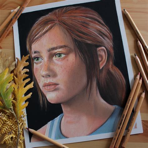 Ellie The Last Of Us Original Portrait Drawing Pastel Pencil Etsy