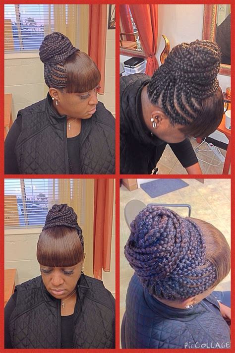 Cornrows In A Bun With Bangs Fabulous Hairstyles With Bangs
