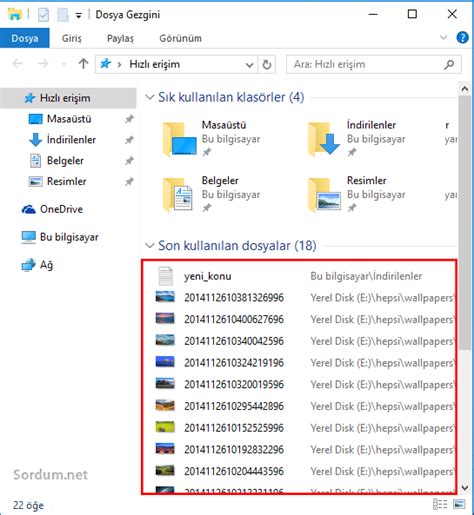Windows 10 son kullanılan dosyaları göstermesin