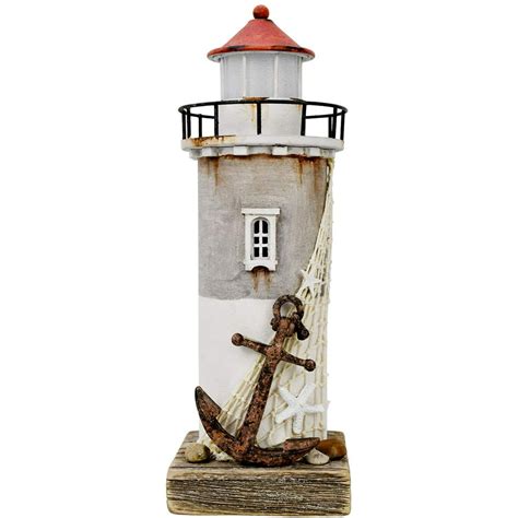 Wooden Lighthouse Decor With Light Decorative Nautical Lighthouse