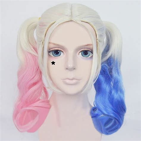 new arrival film movie suicide squad harley quinn cosplay costume wig batman clown curly