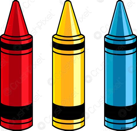 Dibujos Animados De Tres Colores Crayón Vector De Stock 3598874