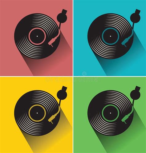 Black Vinyl Record Store Day Flat Concept Vector Illustration Stock