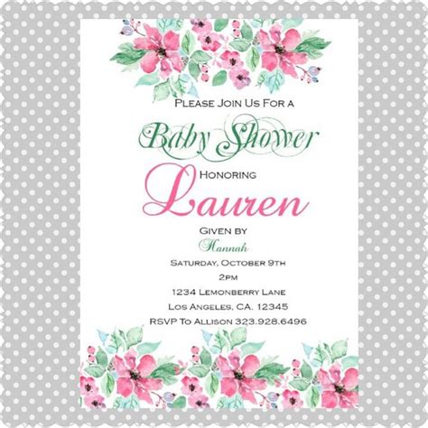 Floral Baby Shower Invitations Digital By Lemonberryboutique