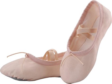Akiss Girls Basic Ballet Slippers Pink Cotton Canvas Dance Shoes