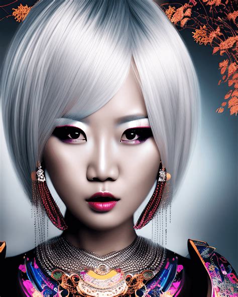 beautiful portrait of a sexy asian goddess stylized beautiful black and platinum · creative fabrica