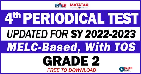 Grade 2 4th Periodical Tests Updated Sy 2022 2023 All Subjects With