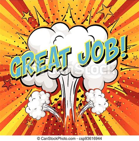 Word Great Job On Comic Cloud Explosion Background Illustration Canstock