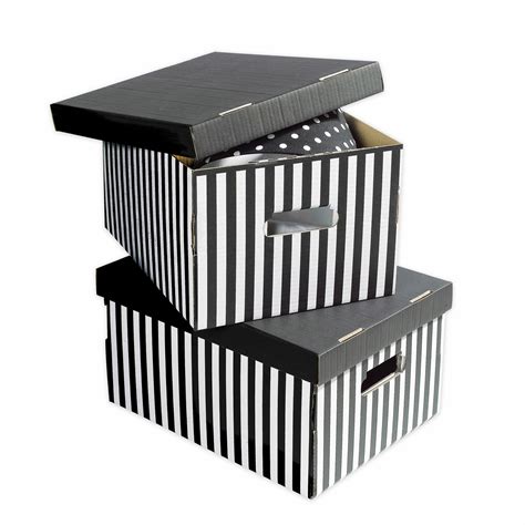 Buy The Set Of 2 Cardboard Storage Boxes Black Striped From Store