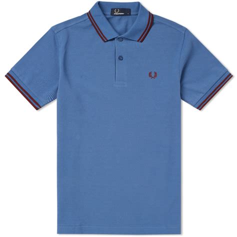 Fred Perry Slim Fit Twin Tipped Polo School Blue And Red End